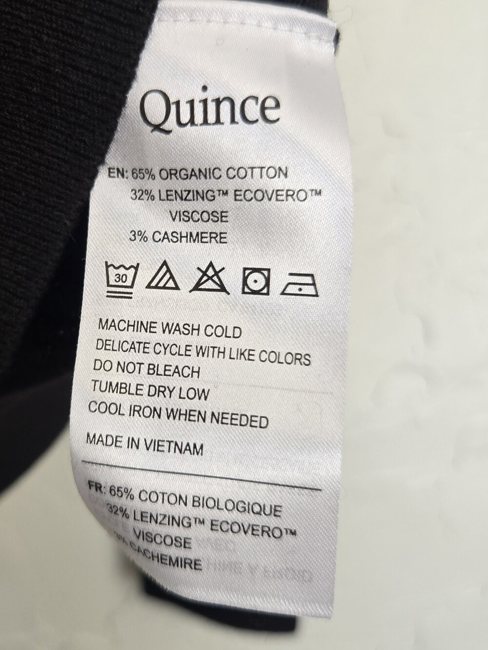 Quince Cotton Cashmere Black Crewneck Sweater, S - Picture 6 of 7